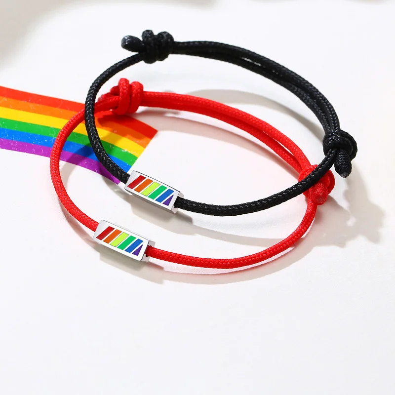 

Rainbow Best Friends Bracelets for Women Men Retro Rope Adjustable Size Bangles Girl Boy Forever LGBT Stainless Steel Jewelry