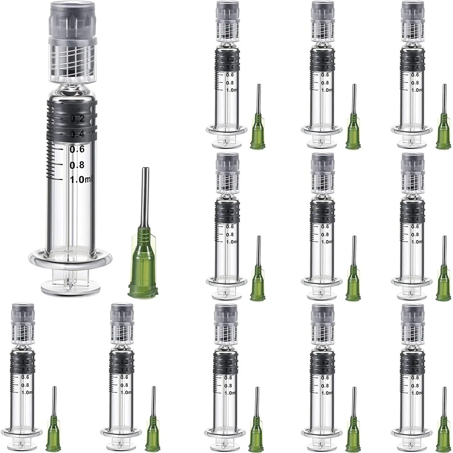 

10 Pcs Reusable Borosilicate Glass Luer Lock Syringe Liquid Dispensing Syringes with 14 GA Blunt Tip for Thick Liquids,Glue,Ink