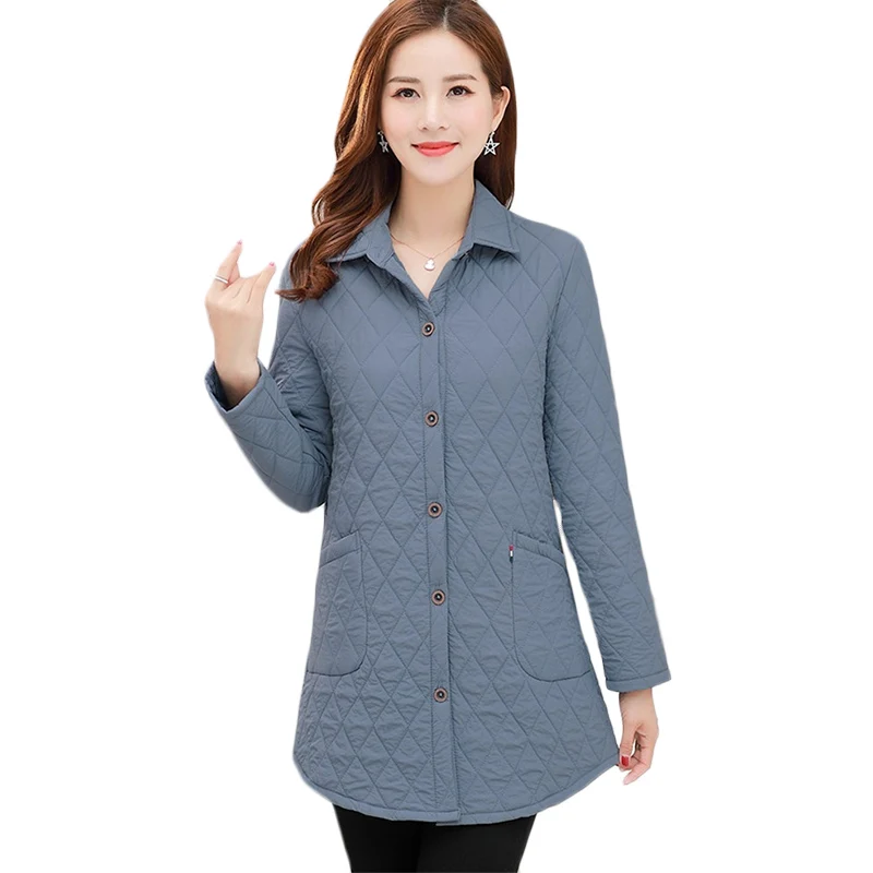 Spring Autumn New Thin Down Jacket Women Loose Fashion Long Casual Cotton Jackets Womens Parkas Outerwear Shirt Top 5XL F859