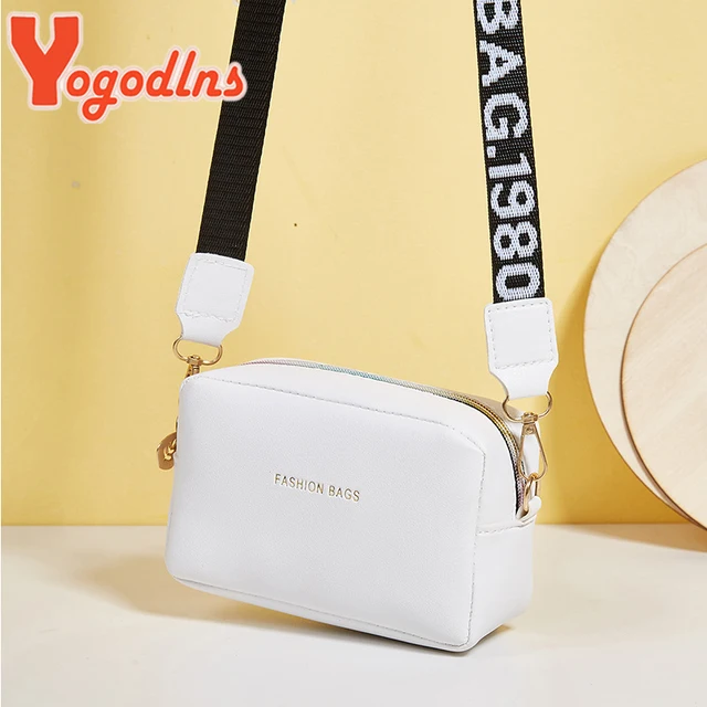 Yogodlns Fashion mała kwadratowa torba dla kobiet PU skórzana torba na ramię list pasek Crossbody torba modna torebka Bolsa