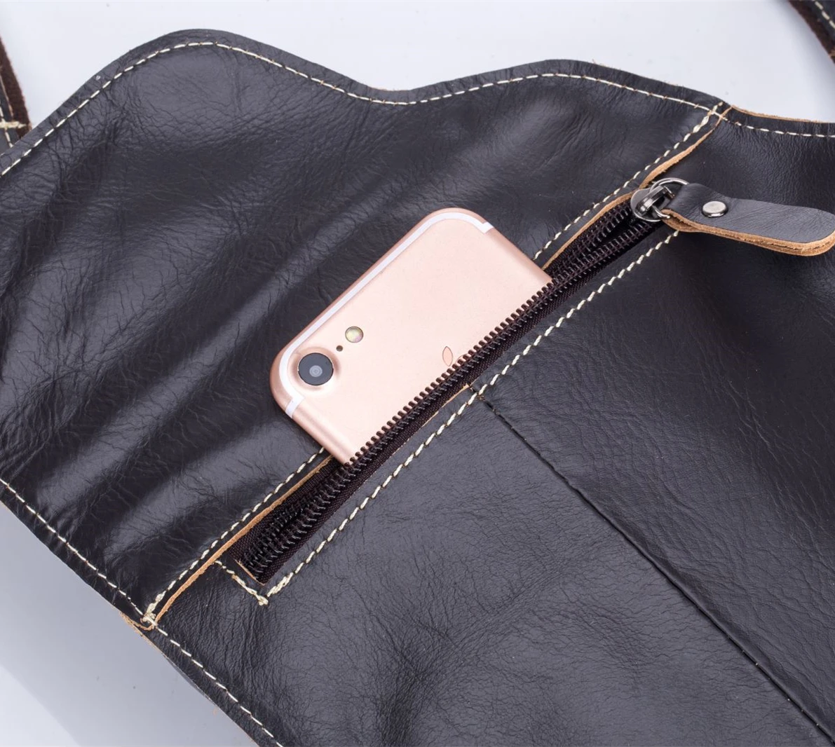 BULL CAPTAIN Genuine Leather Men\'s Sling Chest Bags Anti-theft Crossbody Shoulder Pack Crazy Horse Cowhide Unisex Messenger Bag