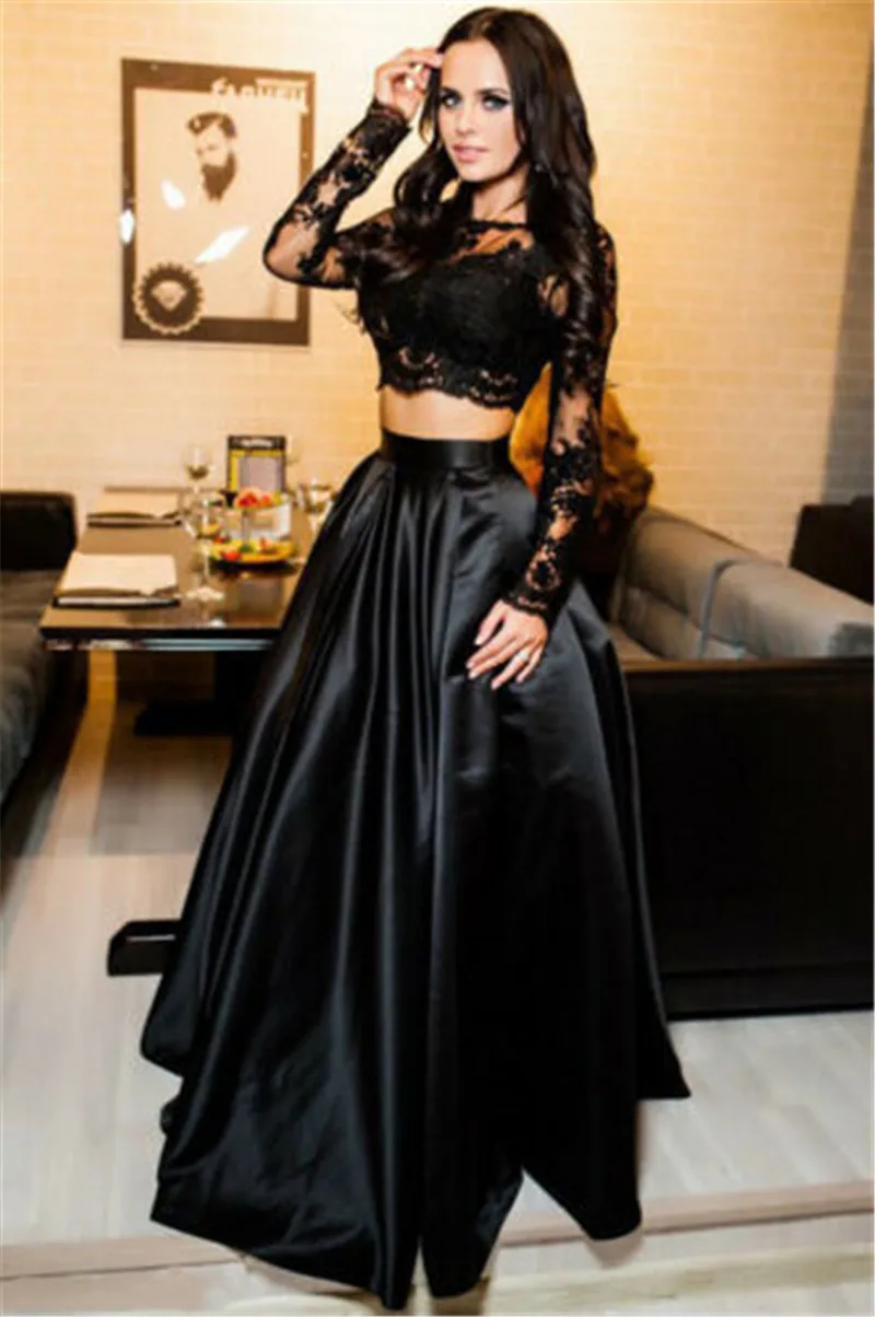 Hot Sexy Women Formal Wedding Bridesmaid Dress Lace Hollow Out T-shirt Crop Tops Skirt 2PCS Party Ball Gown Prom Long Maxi Dress