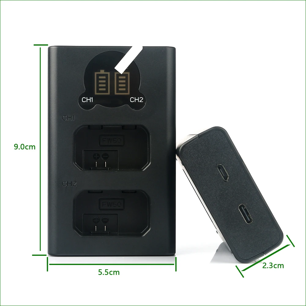 NP-FW50 NP FW50 Dual USB Battery Charger For Sony NEX 3 5 7 DSC-RX10 II III A7 A7R A7S A3000 A6000 A7000 ZV-E10 ZV-E10L a5000