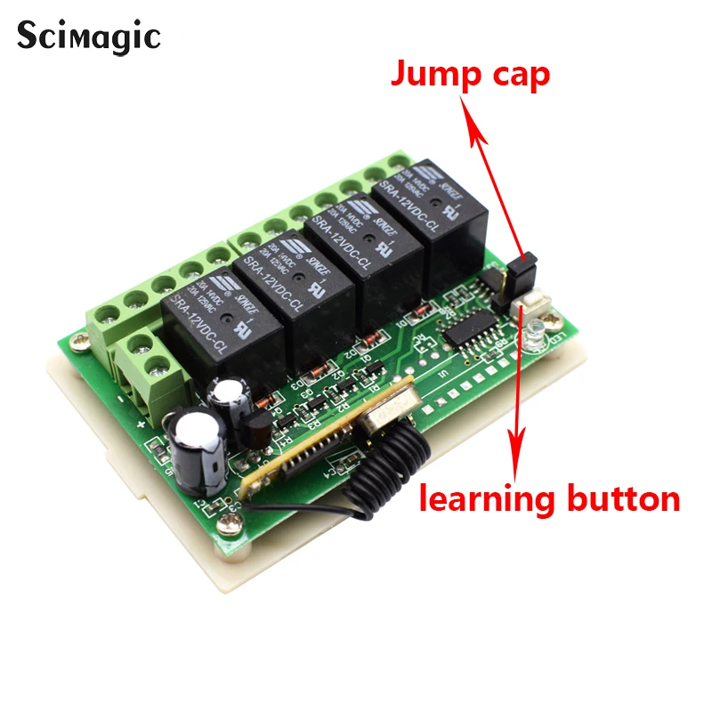 DC 12V 4CH bezprzewodowy przekaźnik zdalnego sterowania kontroler 1 odbiornik + 2 nadajniki 433MHz