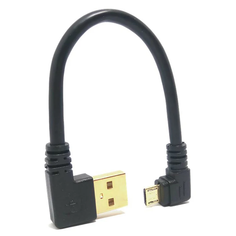 15CM Gold Plated USB 2.0 Charger Cable Right Angle Card 90 Male Micro Left Sync Cable Degree Data USB Charging Corner To X8E9