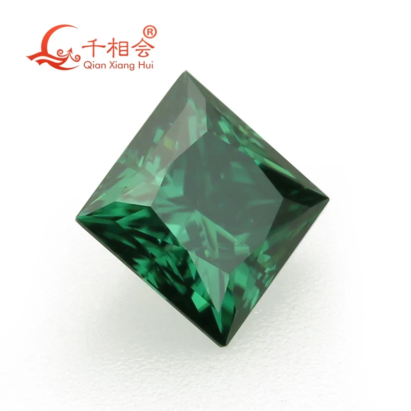 Rich Green Princess Cut Moissanite Loose Gemstone 3mm-12mm Square Shape for Jewelry Making