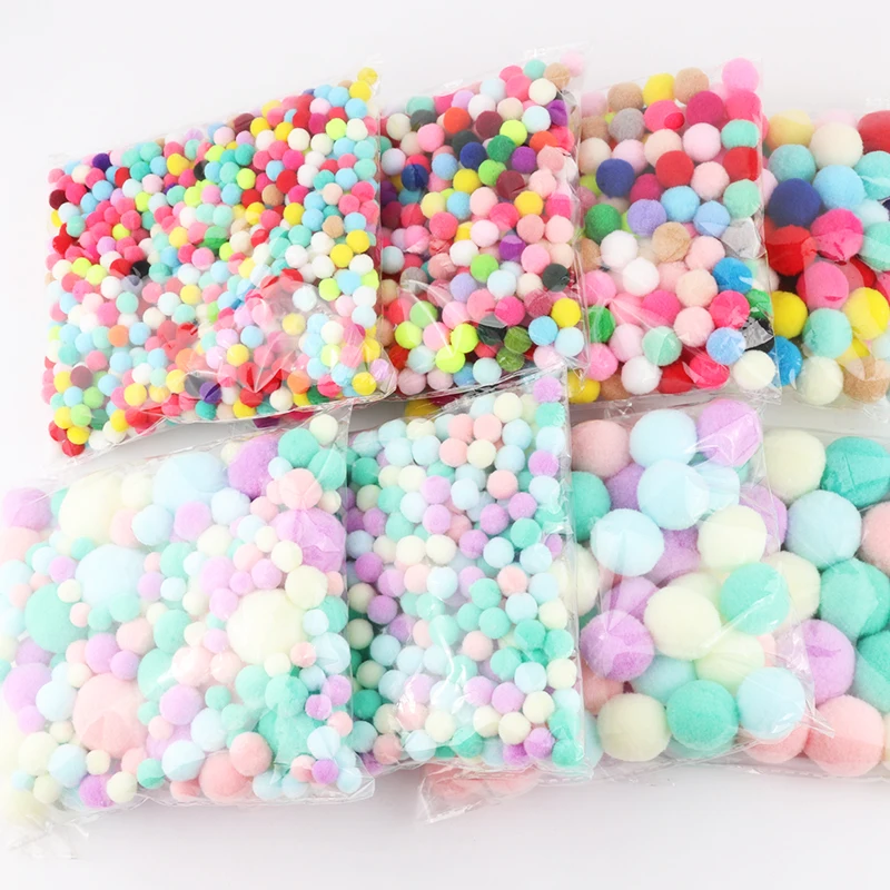 8/10/15/20/25/30mm Mini Pompom Balls Fluffy Soft Pompones Handmade Kids Toys Wedding Decor DIY Pompoms Sewing Craft Supplies