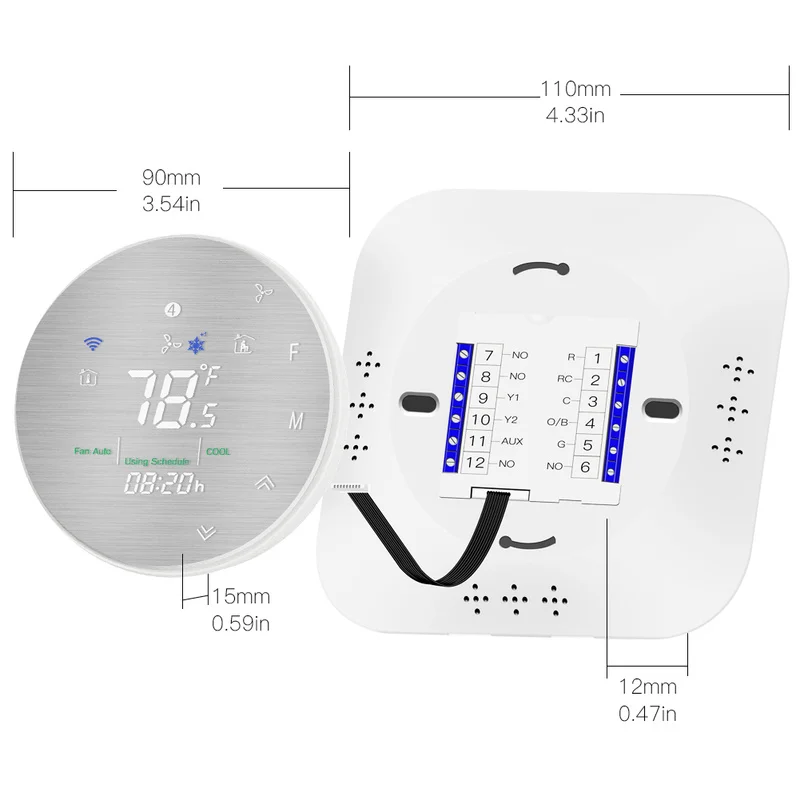 WiFi Smart Heat Pump 24V Thermostat Temperature Controller Smart Life/Tuya APP Remote Control,Works with Alexa Google Home