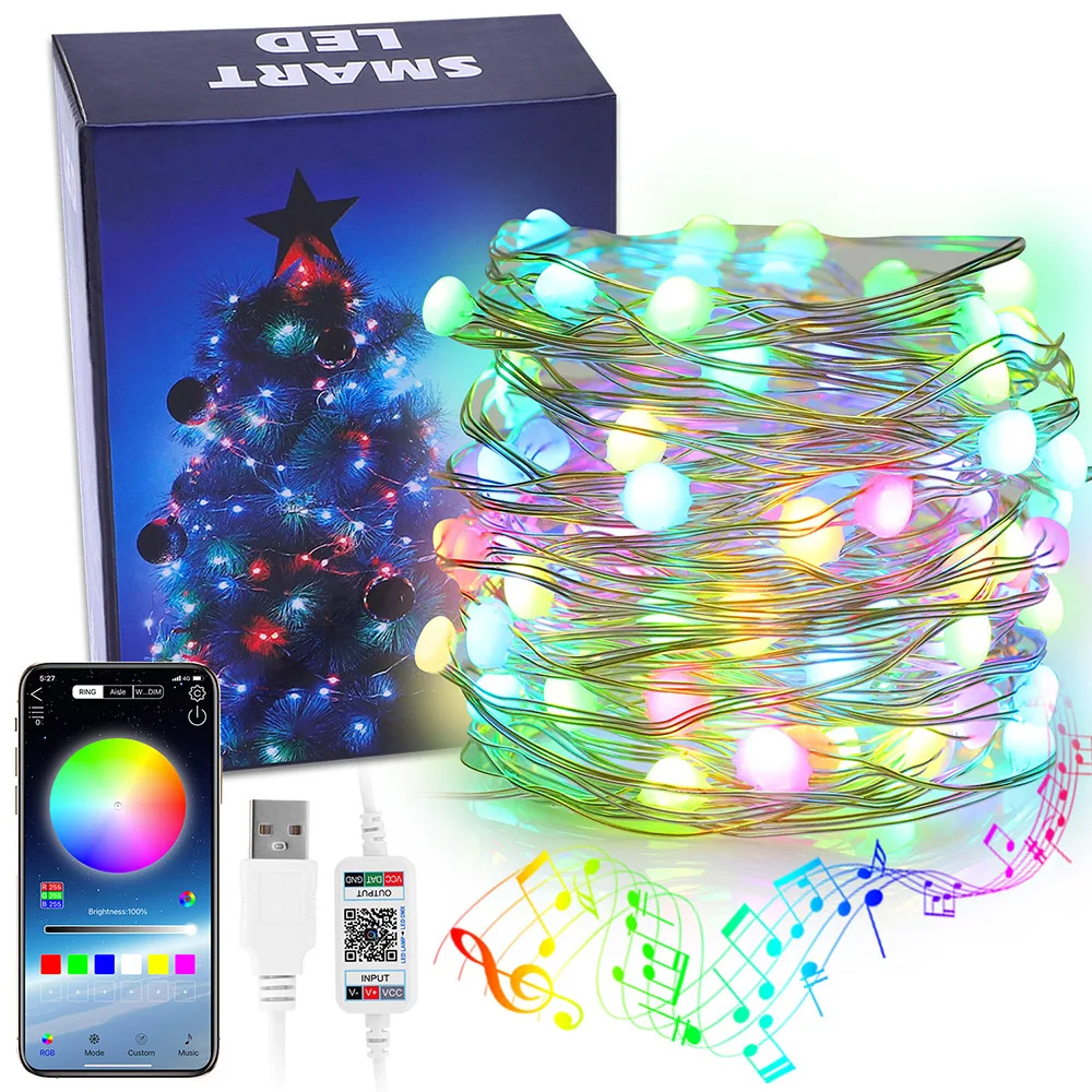 IP65 Smart Lights Timer LED String Lights Sound Control Fairy Lights Wedding Decoration Holiday Lighting Garland Christmas Light