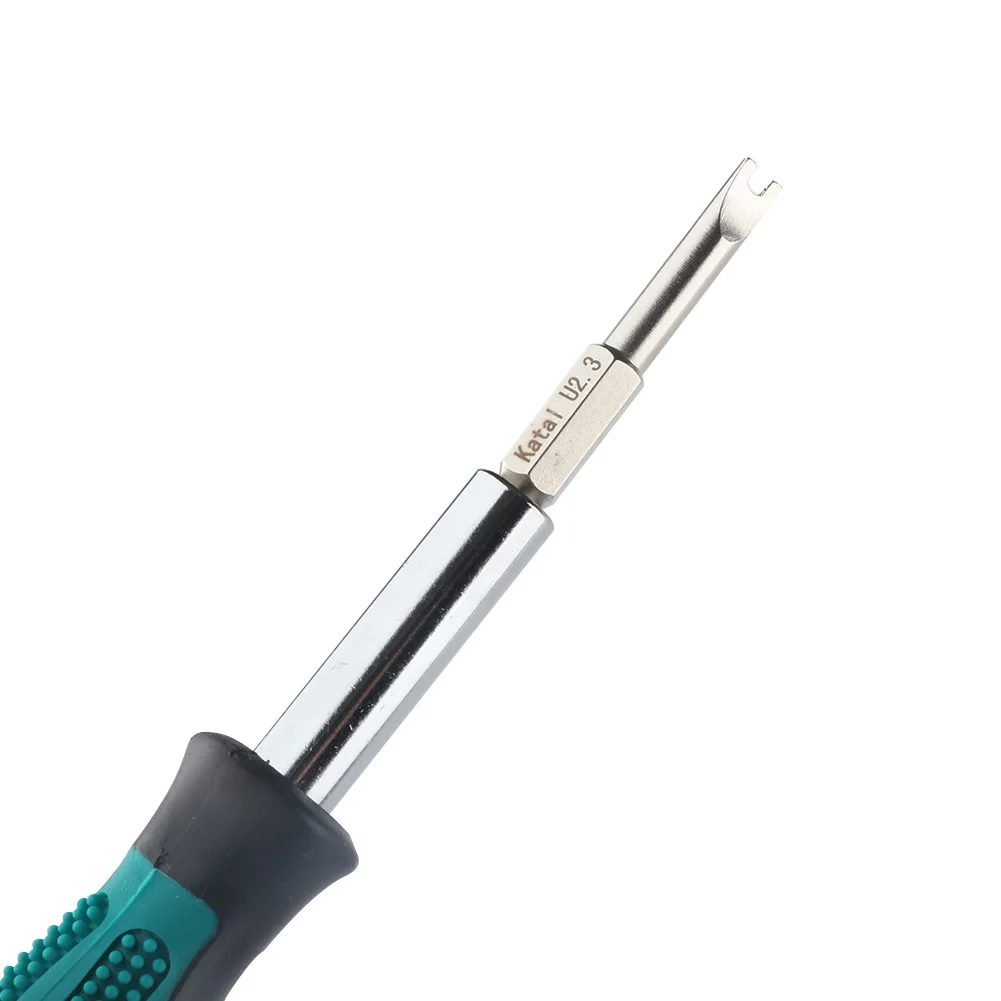 FIXFANS 4 Piece 1/4 Inch Hex Shank U Fork Type Screwdriver Bit Set with Magnetic Screwdriver Bit Holder Handle Socket Adapter