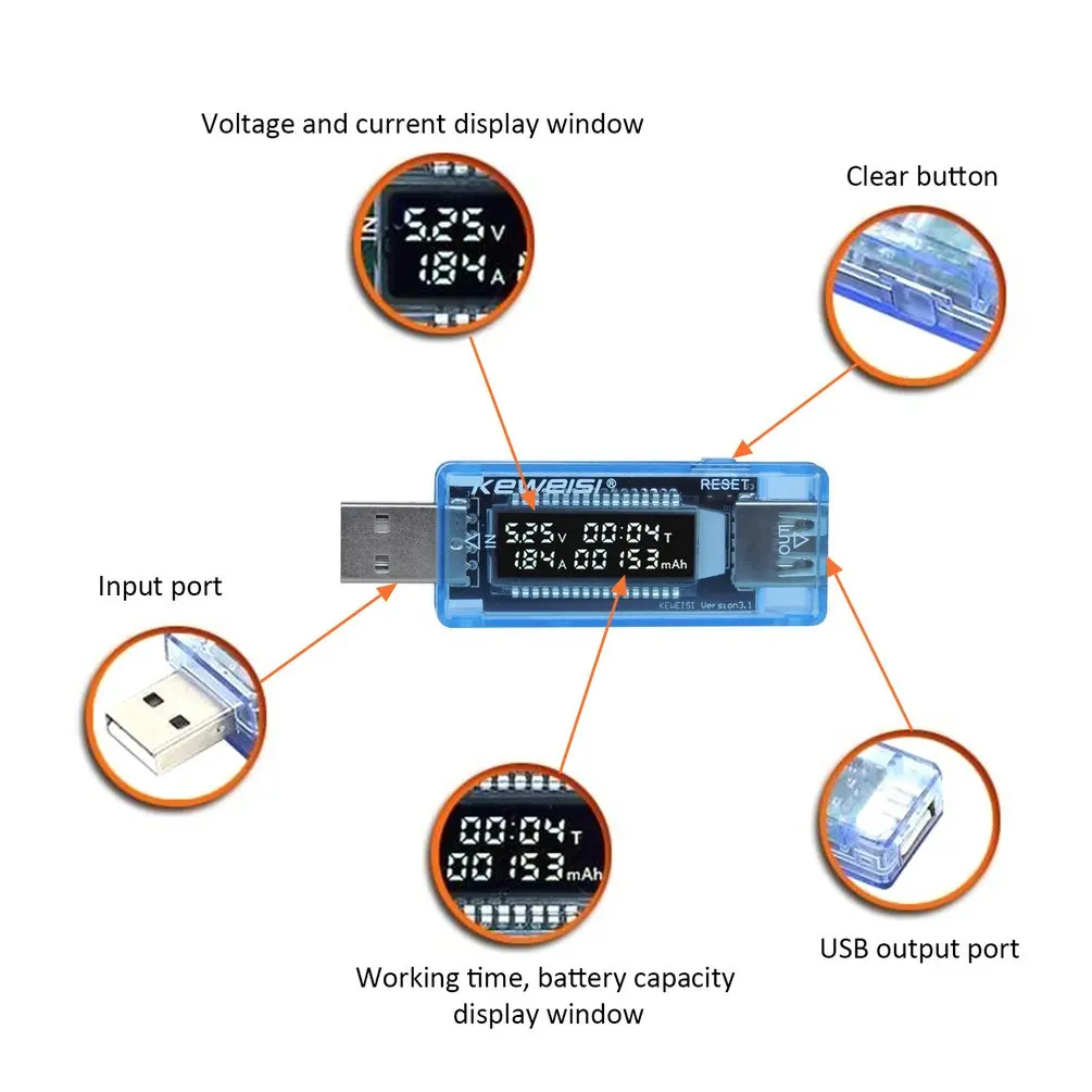 USB Battery Tester Detector Current Voltage Capacity Tester Mobile Power Detector Voltmeter Ammeter Volt Current Voltage Meter