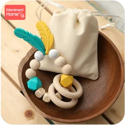 1pc Baby Teether Rattle Silicone Beads Feather Wooden Teether Tiny Rod Baby Mobile Toy BPA Free Customize Silicone Teething Toys