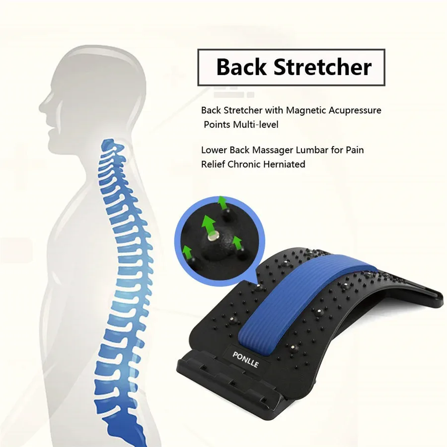 Back Stretcher with Magnetic Acupressure Points  Back Massager Lumbar Pain Relief Chronic Herniated Disc Spinal Back Stretcher