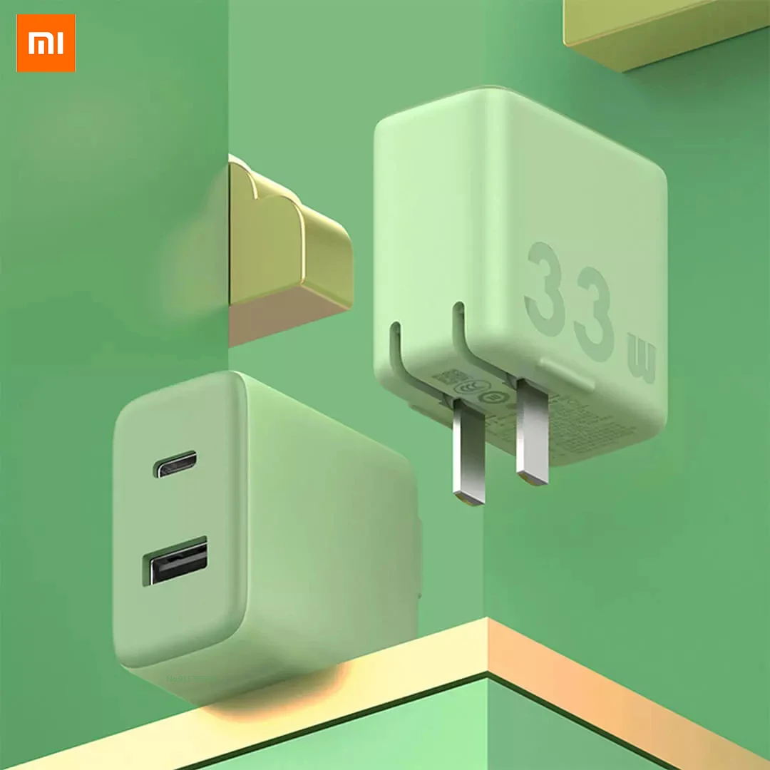

Зарядное устройство Xiaomi Mijia Youpin Zimi 33 Вт, быстрая зарядка 1A1C, два порта, зеленый цвет, складные контакты