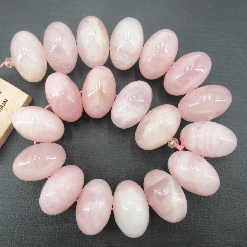 APDGG Large Huge Natural Rondelle Rose Quartz 20x30mm Smooth Pink Quartz Gems stone Beads