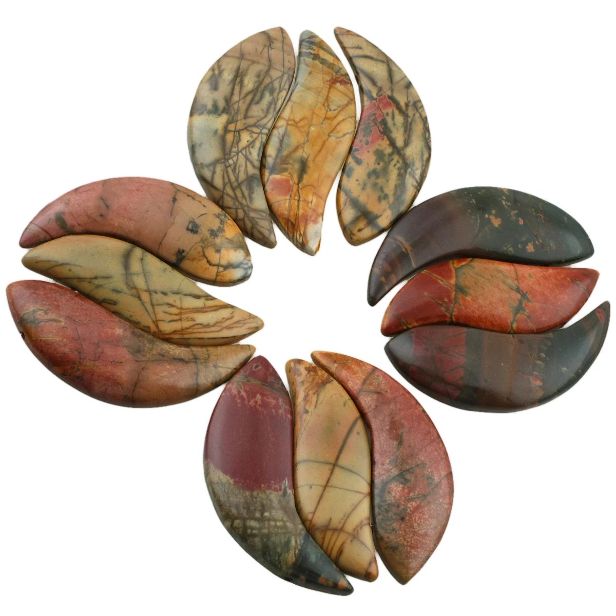 TUMBEELLUWA 3pcs Natural Picasso Jasper Stone Beads Top Drilled Healing Reiki Pendant For Jewelry Making DIY Accessories