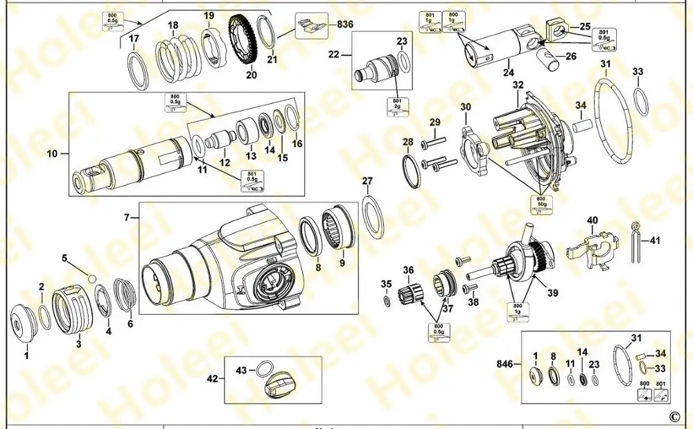 SERVICE KIT FOR DEWALT DCH033 DCH133 N491563