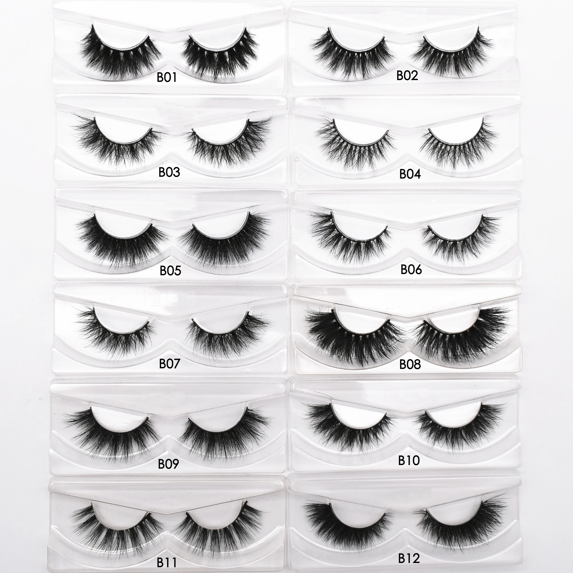 30 pairs Lashes in Tray no box Wholesale 3D Mink Eyelashes Natural Long Wispy False Eyelashes Cruelty free Paris Style Eyelashes