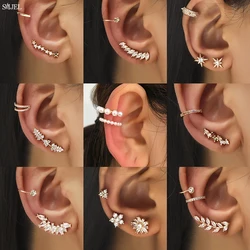 Bohemian Helix Cartilage Earrings Fake Without Piercing Star Pearl Leaves Earring Ear Cuffs Crystal Wrap Earring Clip Gift