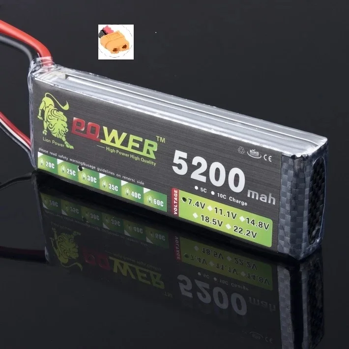 Lion Power 7.4V 5200mAh Lipo Battery 35C 2S Battery 2S LiPo 7.4 V 5200 mAh 35C 2S 1P Lithium-Polymer Batterie For RC car