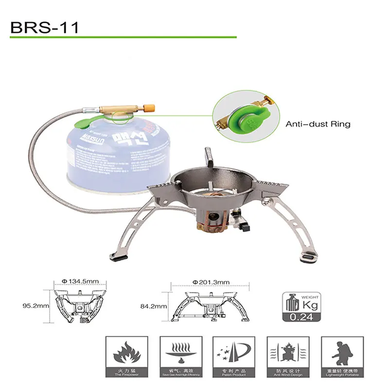 BRS Outdoor Gas Burners Multi Portable Camping Windproof Gas Stove Cooker Picnic Cookout Hiking Equipment Furnace Stove BRS 11