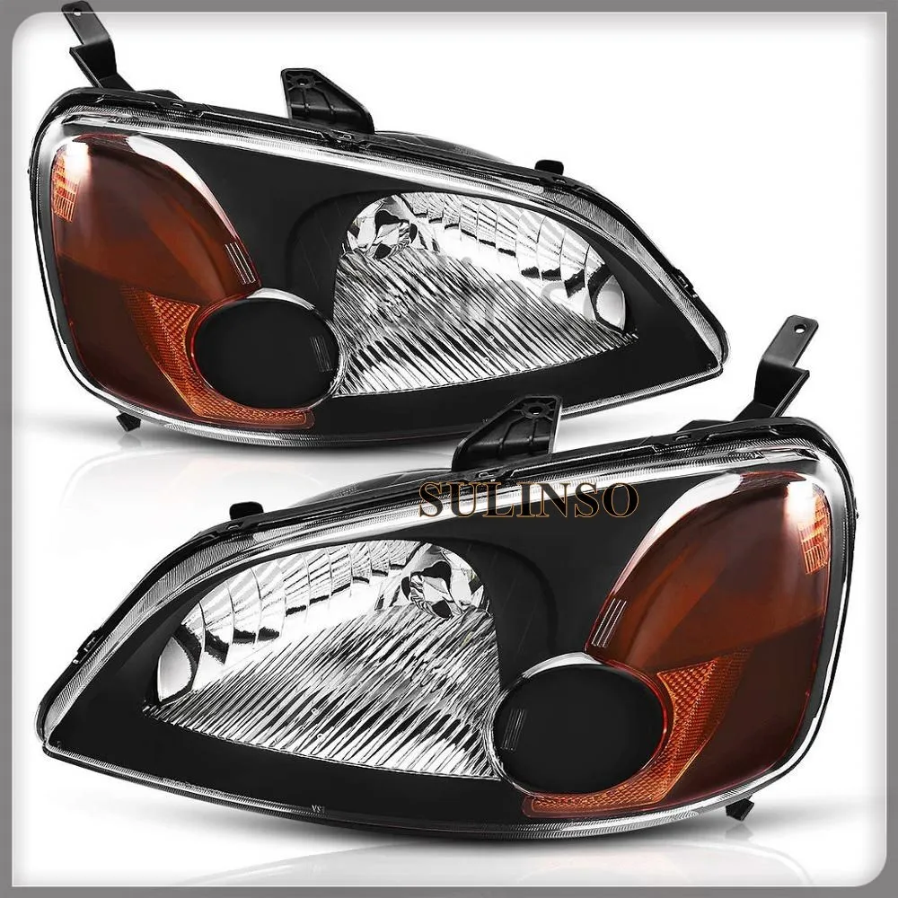 Headlight Assembly for 2001 2002 2003 Honda Civic2/4Dr CoupeSedan Driver & Passenger Side