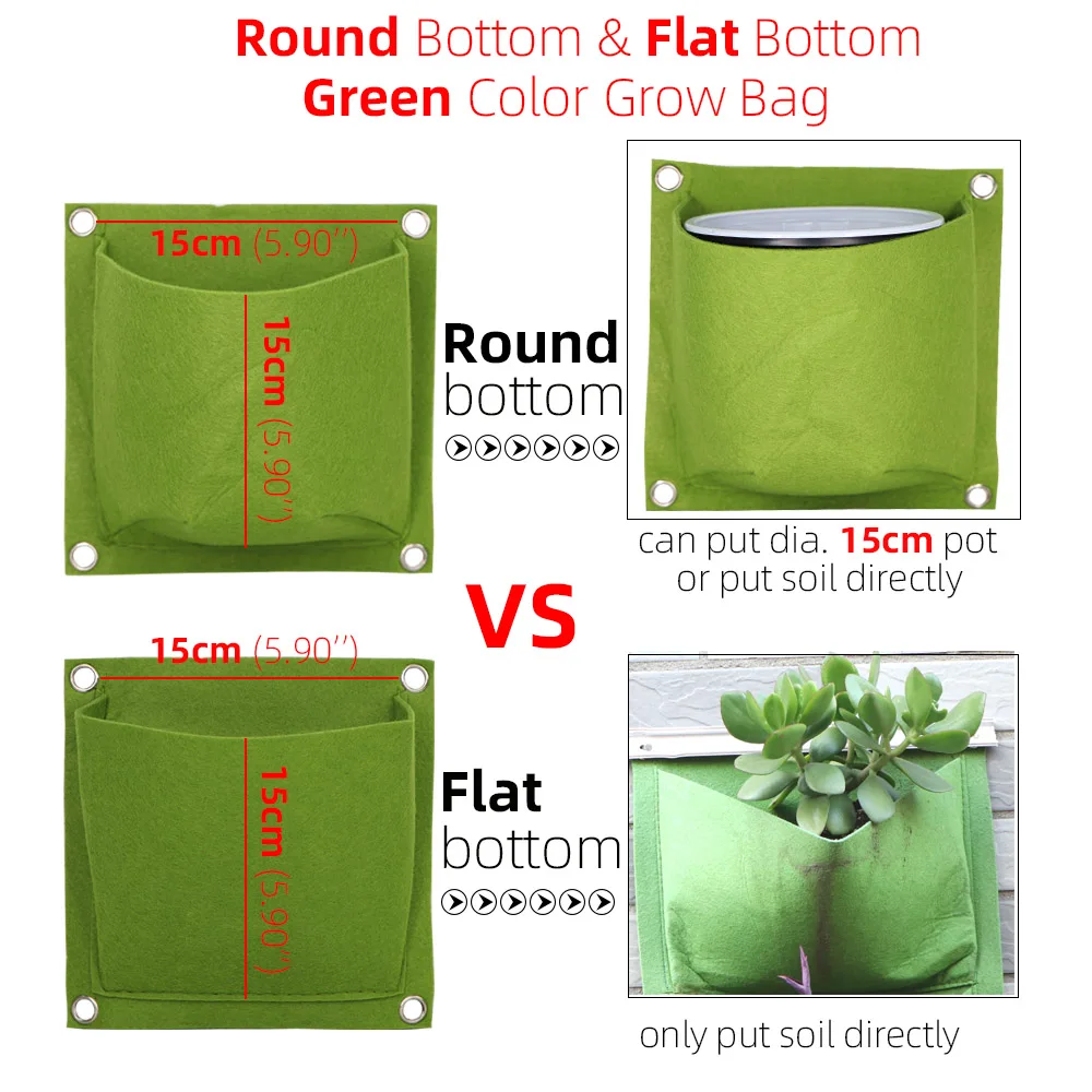 1-6 Pockets Green Grow Bags Vertical Cross Wall Hanging Planting Bags Planter Garden Vegetables Living Garden Bag Home Supplies