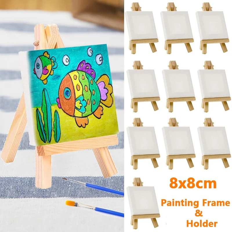 Mini Oil Painting Kit Painting Frame Holder DIY Art Craft Paint Drawing Supplies 8x8cm Frame with 7x12cm Shelf