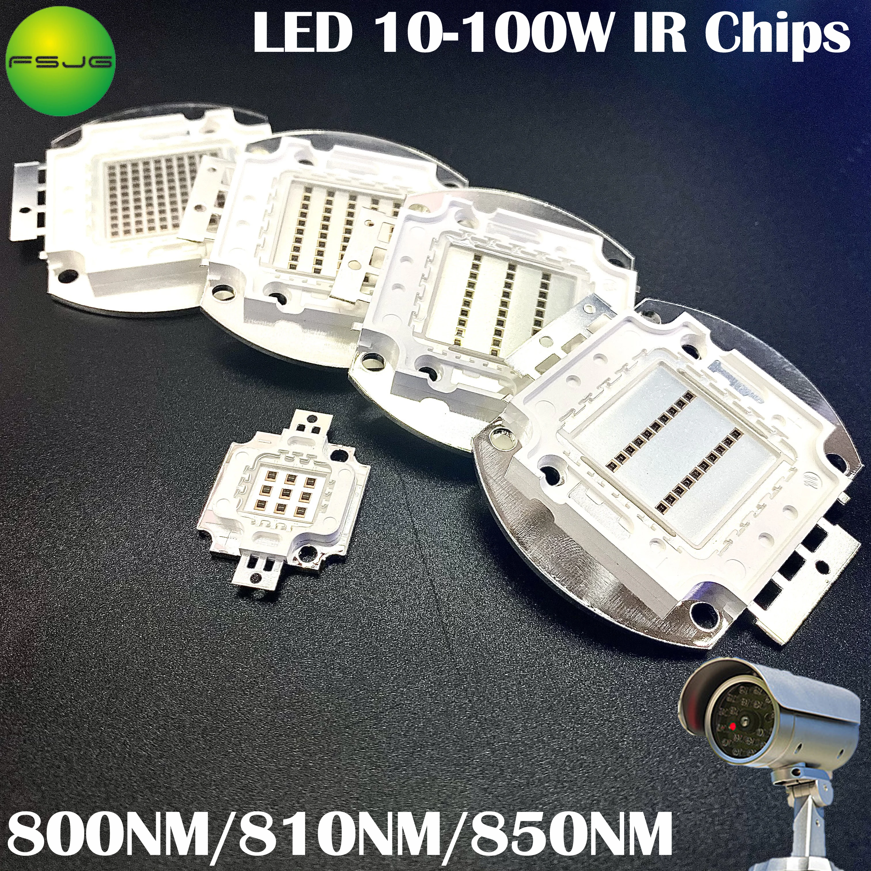 High Power LED Chip IR Infrared 800nm 810nm 10W 20W 30W 50W 100W Emitter Light Lamp Matrix 850nm for Night Vision Camera