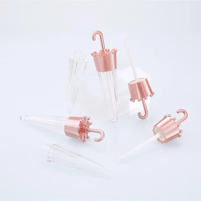 10/50Pcs 5.5ml Creative Umbrella Shaped Empty Lip Gloss Tube Lip Glaze Containers Refillable Cosmetic Bottle DIY Vials Rose Golb