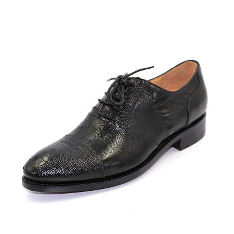 hubu new custom import ostrich leg skin  ostrich leather shoes  male  lace-up  business  Genuine ostrich leather  Men shoes