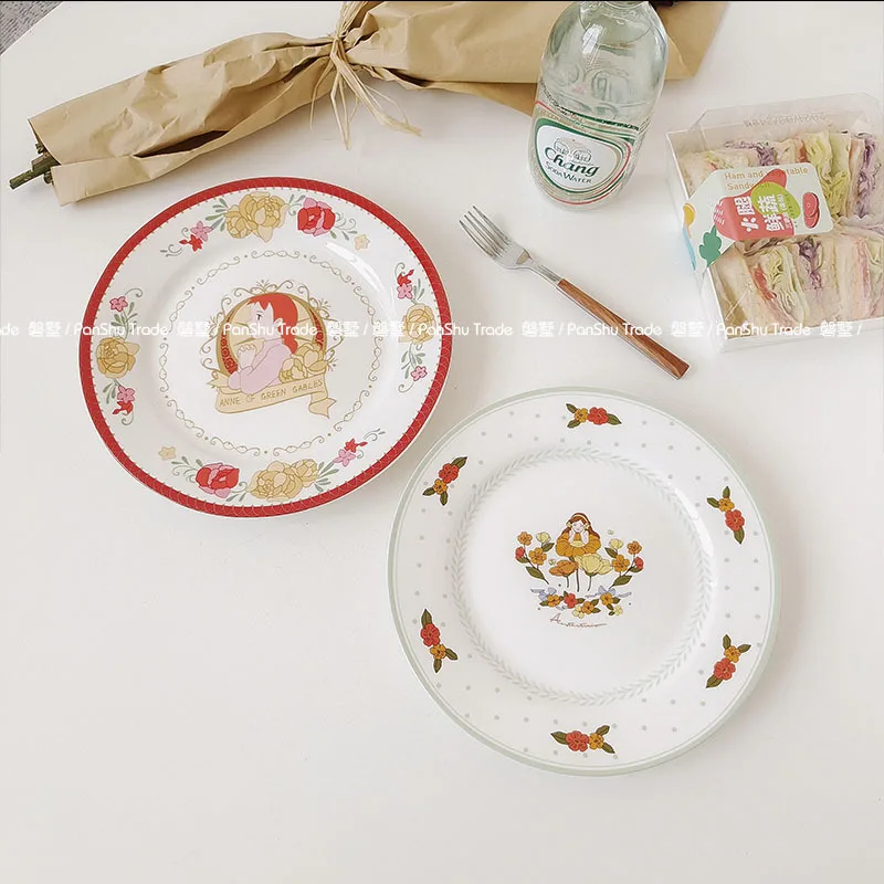 

pattern bone china plate on Green Gable red meal plate, literature and art fresh ceramic plate breakfast snack plate