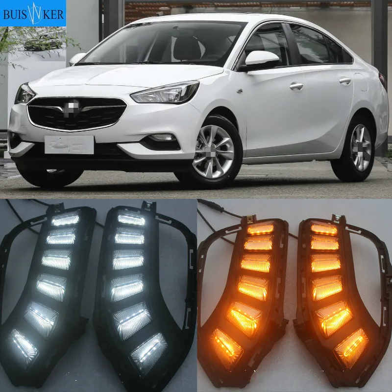 

2pcs For Buick Excelle 2018 2019 White yellow blue Front Fog Lamp Day Light LED DRL daytime running light