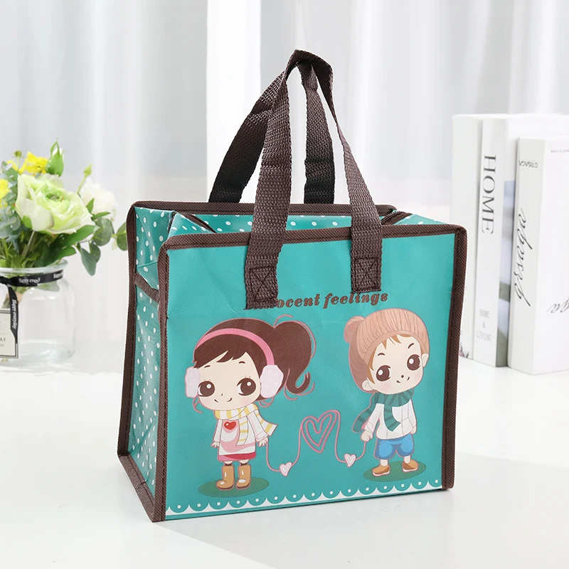 Woman Cartoons Non-Woven Shopping Bags Casual RepeatableTote Handbag Ladies Advertising Shopper Eco Shoulder Pouch