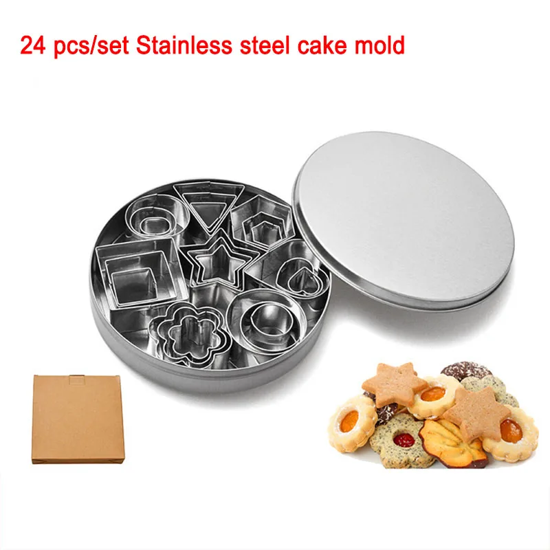 

24pcs Stainless Steel Cookie Biscuit Mold Christmas DIY Baking Mould Kitchen Cutter Pastry Cake Candy Chocolate Dessert Tools