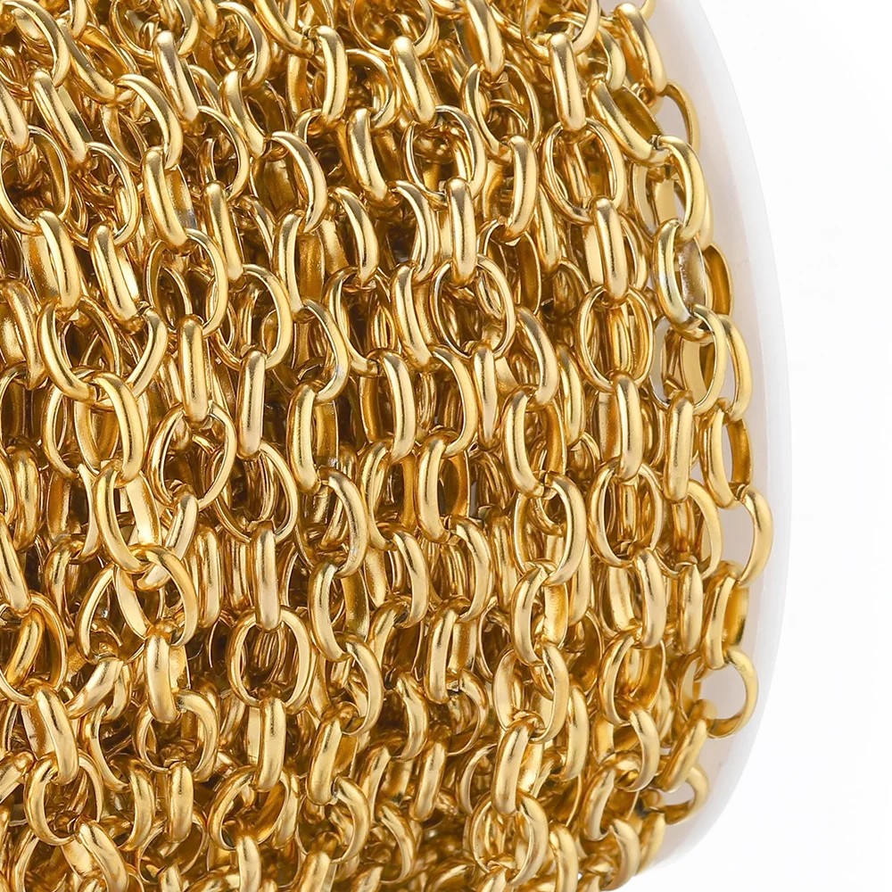 Nicht verblassende 1 Meter 7,5 mm Edelstahlkette Gold Halskette Rolo Starke Gliederkette für Armband Schmuckherstellung Zubehör DIY – Detail 4