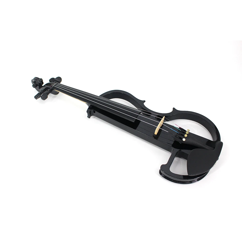 Full Size 4/4 Violin Fiddle Solid Wood Electric Silent with Case Headphone Cable Fittings