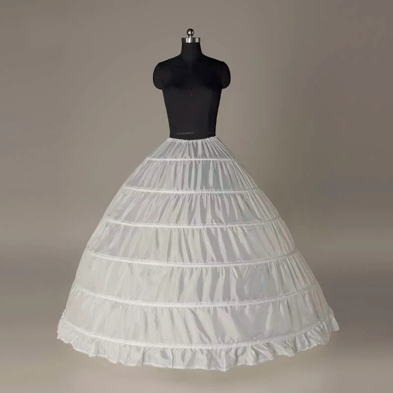 New Arrival White Black 6 Hoop Elastic Waist Bridal Gown Drawstring Dress Petticoat Underskirt Crinoline Wedding Petticoats