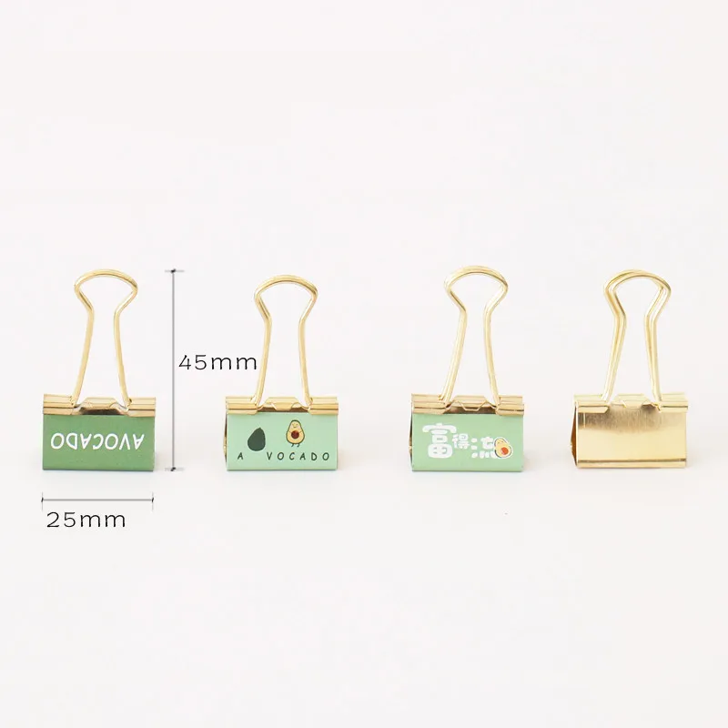TUTU 6pcs /box Fashion Gold Avocado Season Fruit Binder Clip  Metal Binder Clips Photos Tickets Notes Letter Paper Clip H0327