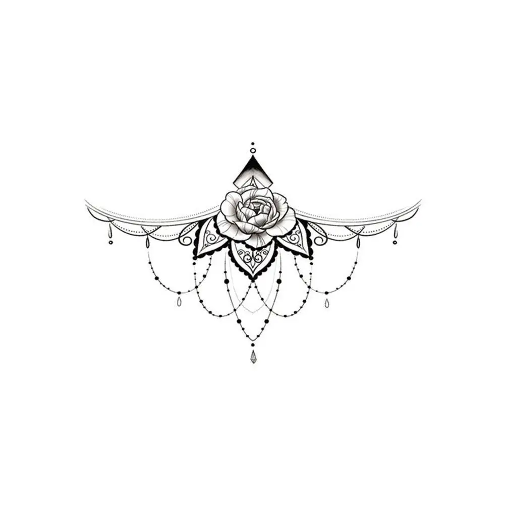 Tatouage Temporaire Sexy Sous la Poitrine pour Femme, Bijoux de Poitrine, Tatouages Imperméables, Modèle en Dentelle de Henné, Autocollants, H8A9
