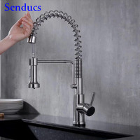 Spring Touch Kitchen Faucets Senducs Stainless Steel Pull Out Kitchen Mixer Tap Single Handle Sensor Touch Spring Kitchen Faucet