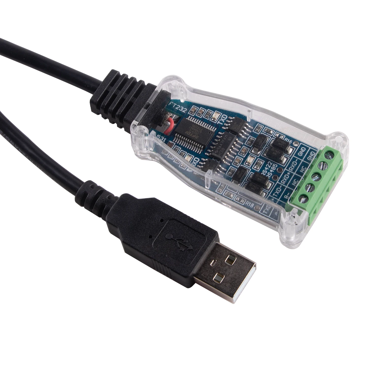 FTDI CH340 USB na RS485 szeregowy zacisk blok Adapter kabel komunikacyjny