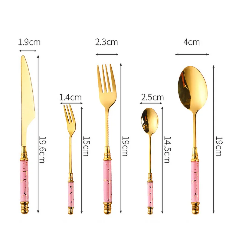 5pcs Stainless Steel Cutlery Set W Ceramic Handle Knife Fruit Fork Coffee Spoon For Kitchen Dinner Tableware Cutlery Set