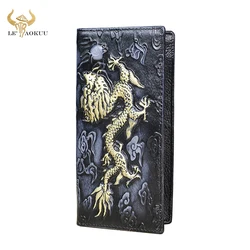 Dragon Emboss carteira longa para homens, checkbook de luxo, couro original, bolsa de moda, marca famosa, venda quente, 1014