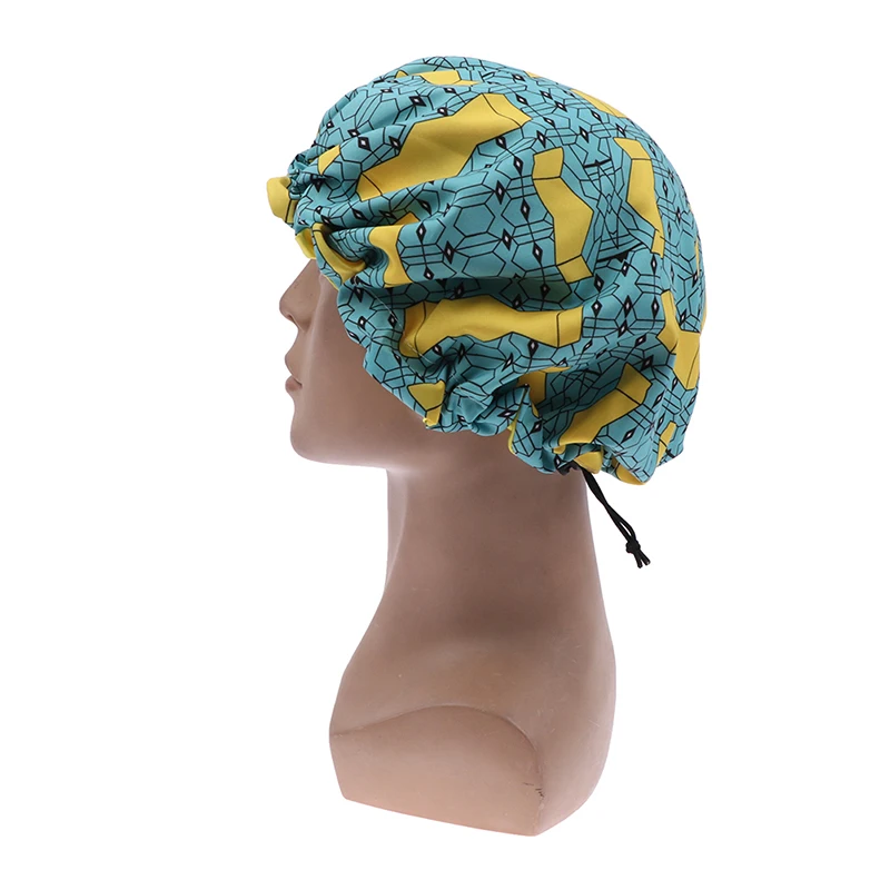 Adjust Children Adult Printed Turban Cap Stain Bonnet For Hair Care Night Sleep Hat Silk Head Wrap Shower Cap Hair Styling Tools