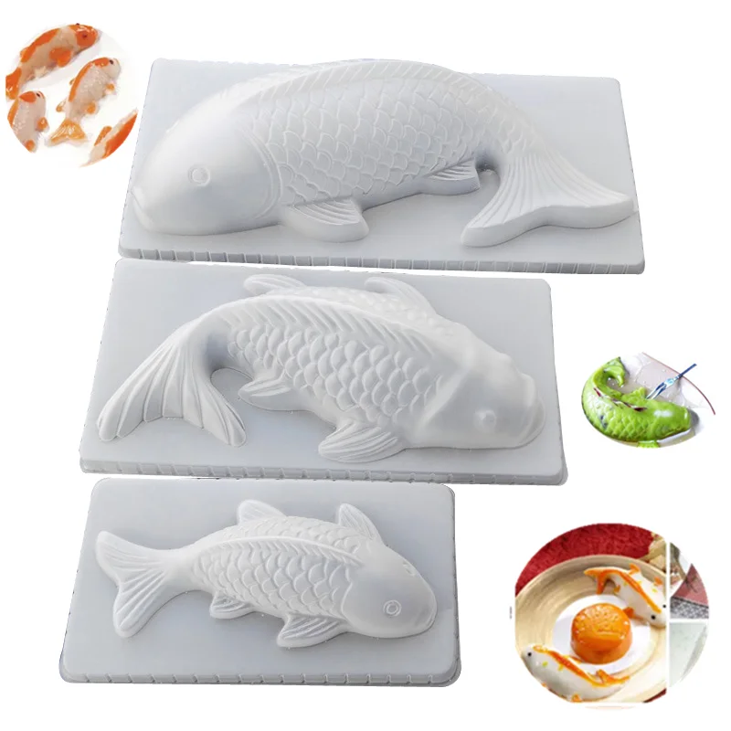 Vacclo DIY 3D Fish Carp Mold Plastic Jelly Handmade Sugar Craft Mold Rice Cake Pudding Chocolate Baking Pastoral Accessories