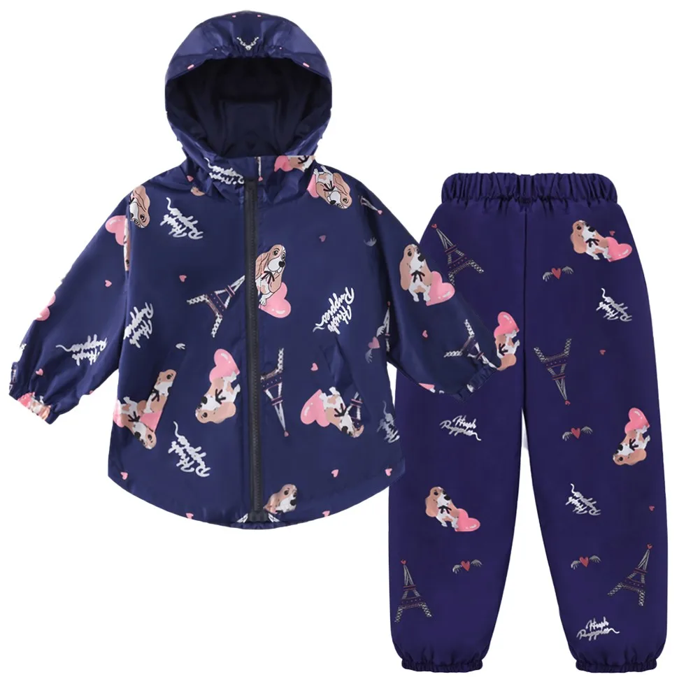 

Lzh Children Cartoon Raincoat Clothing Sets Autumn Winter Toddler Girls Boys Waterproof Jacket+Pants Outfit Kids Sports Suit