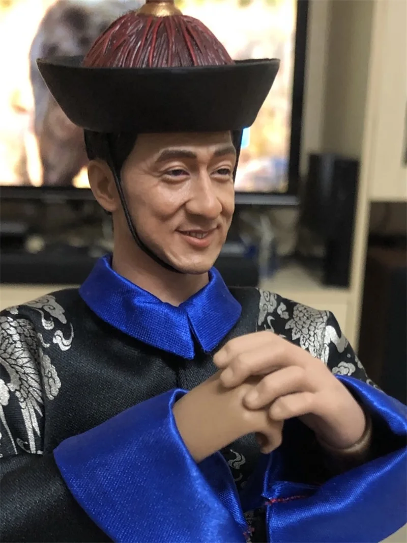 In Stock For Sale 1/6th Agent Jackie Chan Police Smile Face Version Male Head Sculpture For Usual 12inch Doll Action Figure