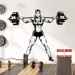 Large Gym Woman Dumbbells Wall Decal Bodybuilding Female Muscle Flex Fitness  Workout Train Health Weight Wall Sticker