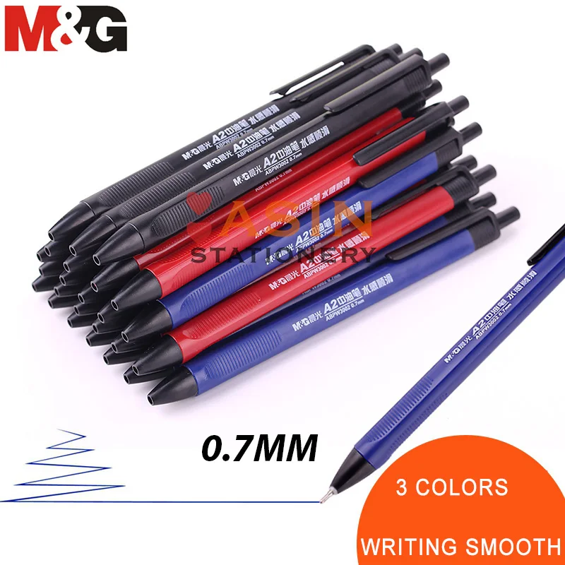 M & G – stylo à bille économique W3002, 40 pièces, stylo à bille Semi-Gel, 0.7mm, noir/bleu/rouge, pour fournitures scolaires et de bureau